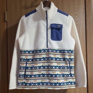 NWT L.L. Bean Aztec Sweater Fleece Sherpa Hybrid Pullover Size Small